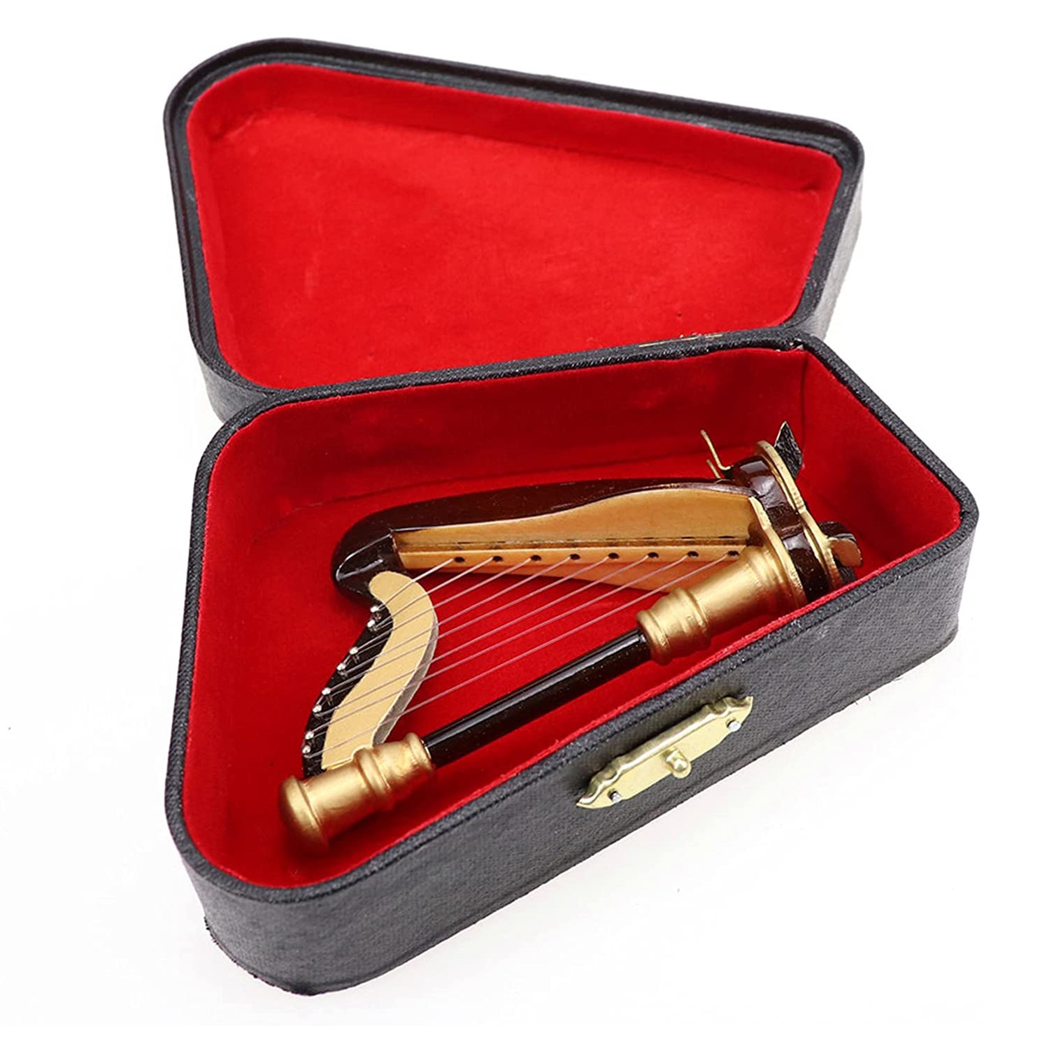 Musical Instrument Qin - B05C-Ahşap Minyatür Arp Kılıflı Mini Müzik